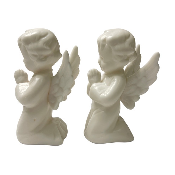 SCHMID BROS Kneeling Praying Angels 1950's Japan Christening Baby Shower Decor - Picture 2 of 15